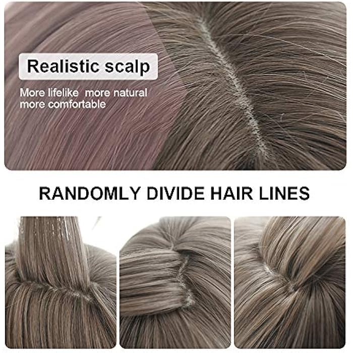 Padom wigs with bangs big wave and curly fluffy wig, and built-in breathable adjustable hair cover (GRAY) - Image 2